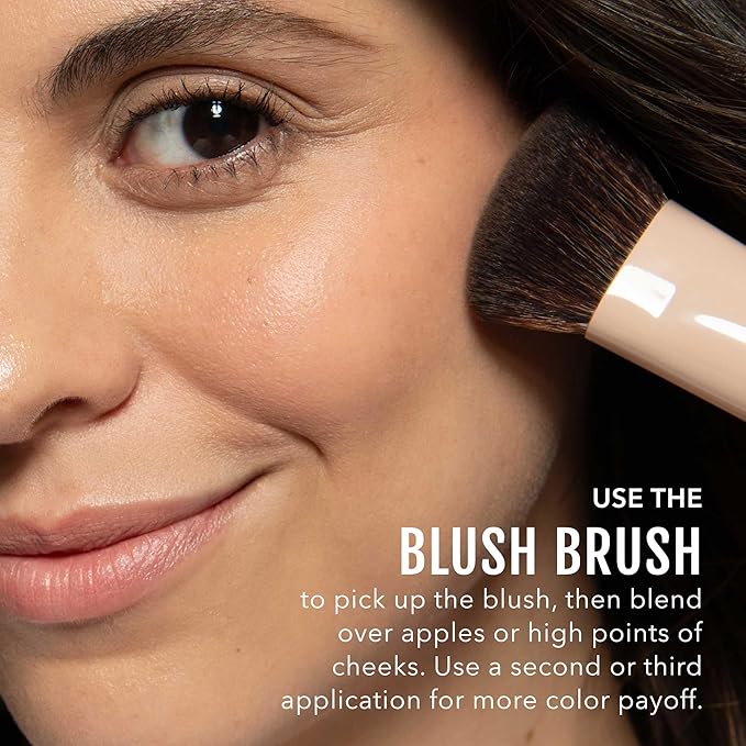 No Makeup Makeup Blush & Lip Duo with Blush Brush, Second-Skin Cream-Balm Formula Delivers a Long-Lasting Sheer Wash of Color, Buildable Coverage, Semi-Matte Finish, Includes Angled Brush, Peach