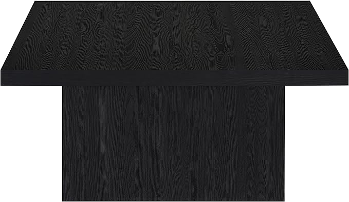 Coaster Home Furnishings - Devar - Wood - Square Coffee Table with Pedestal Base, Geometric Design and Contemporary Style - Living Room - Black - 706408