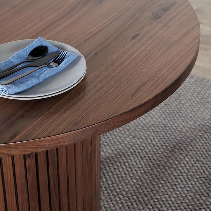 Transformer Table - Solid Wood Extendable Round Dining Table Set, Expandable Dining Table, Elegant and Functional Design, Perfect for Dining Room, Royal Brown (Table + 2 Benches)