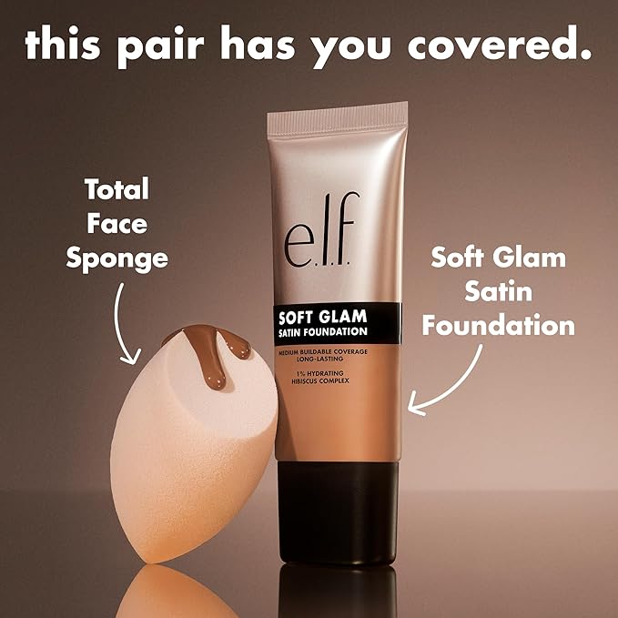 e.l.f. Soft Glam Foundation, Medium Coverage, Long-Lasting & Buildable Foundation For A Smooth, Satin Finish, Vegan & Cruelty-Free, 50 Deep Warm