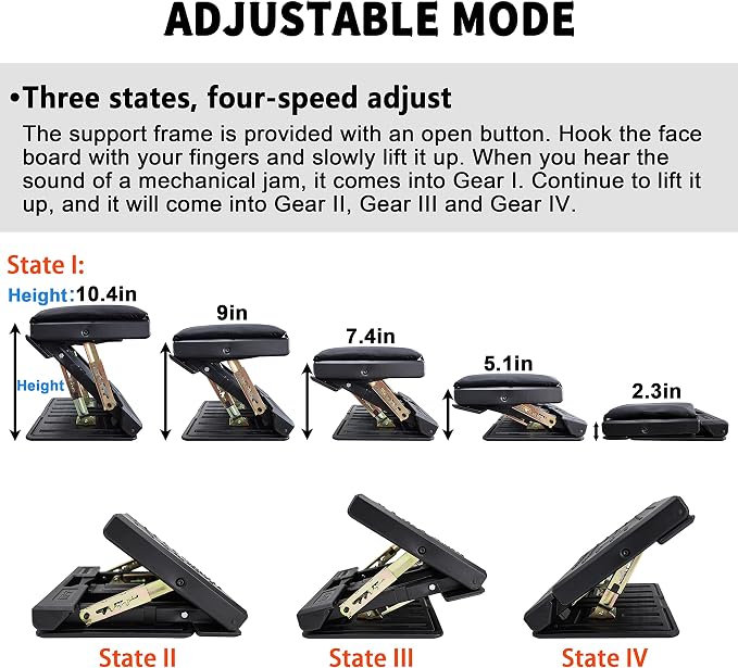 Adjustable Footrest Can Be Adjusted in Multiple Angles and States, Cushion is Detachable, Suitable for Use in Multiple Scenarios Such As Office(Black)