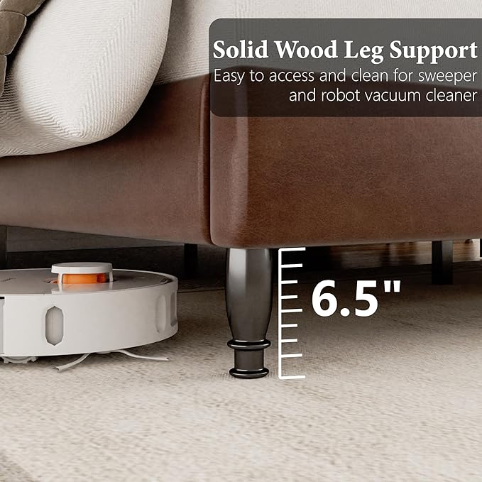 King Upholstered Bed Frame with Tall Headboard, Leather Platform Bed with Wingback Sides, Wood Slats Support, Noise-Free Design, No Box Spring Required, Easy Assembly, Dark Brown