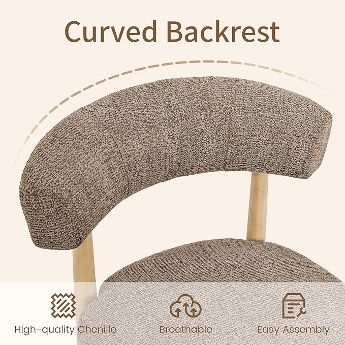 VKNOW Upholstered Dining Room Set for 6, Mid-Century Modern Dining Chairs Set of 4 and Dining Bench with Rubberwood Legs, for Dining Room, Living Room, Kitchen, Dark Brown