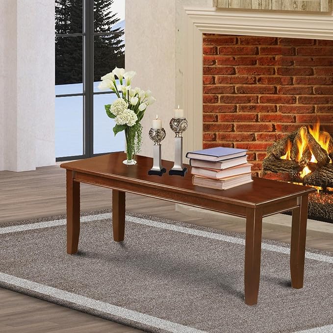 East West Furniture DUB-MAH-W Dudley Dining Table Bench with Wooden Seat, 51x15x17 Inch, Mahogany