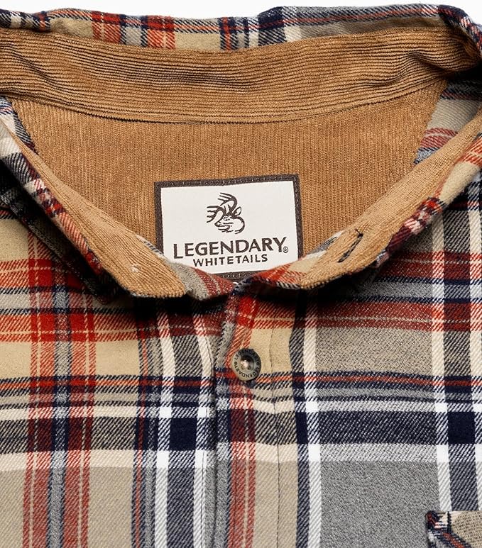 Legendary Whitetails Mens Long Sleeve Button Down 100% Cotton Flannel Shirt