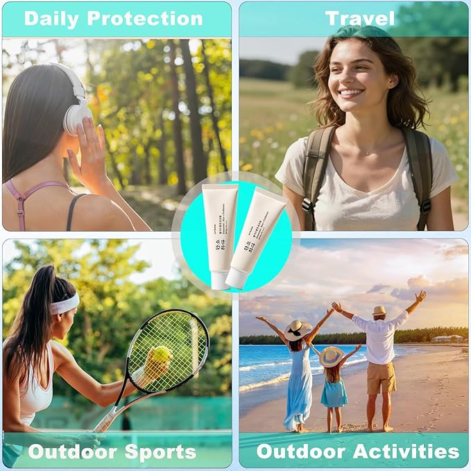 Korean Rice Sunscreen SPF 50+ PA++++, Broad Spectrum Mineral Formula, No White Cast, Water Resistant, All Skin Types, 1.7 oz 2-Pack