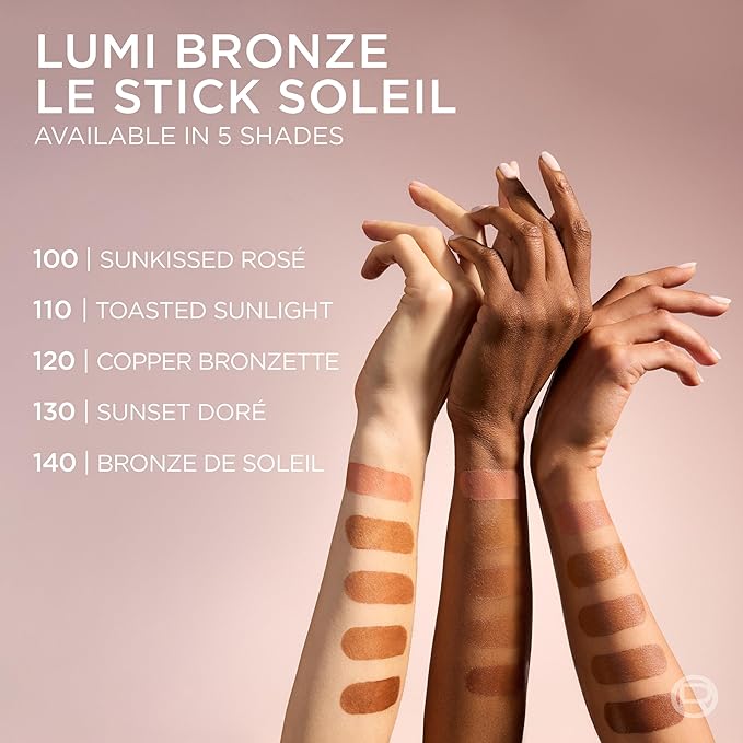 L'Oreal Paris Lumi Bronze Le Stick Soleil Bronzer Stick, Cream-To-Powder Bronzer For A Sunkissed Face Makeup Glow, 100 Sunkissed Rosé