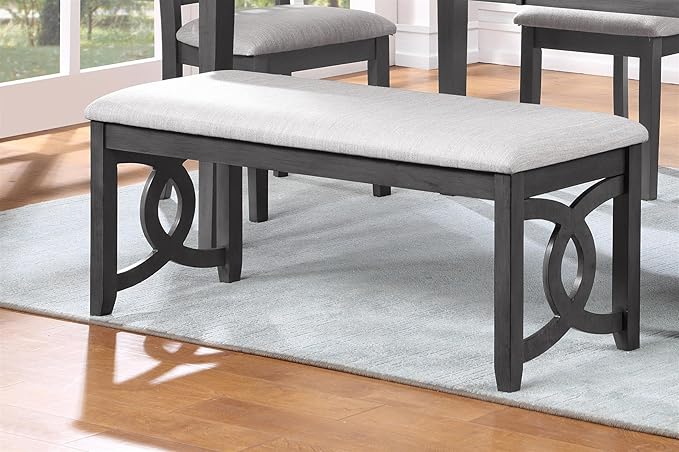 New Classic Furniture Gia Upholstered Dining Bench, Smoky Gray Finish