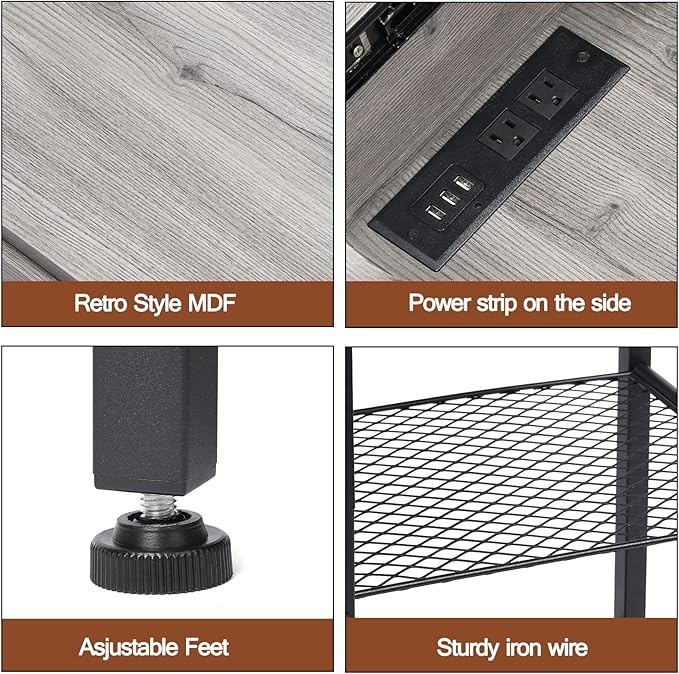 End Table with Charging Station, Bedside Table Nightstand Narrow Sliding Top Side Table with Storage Shelf with USB Ports & Power Outlets for Small Spaces Living Room, Bedroom, Office, Sliver