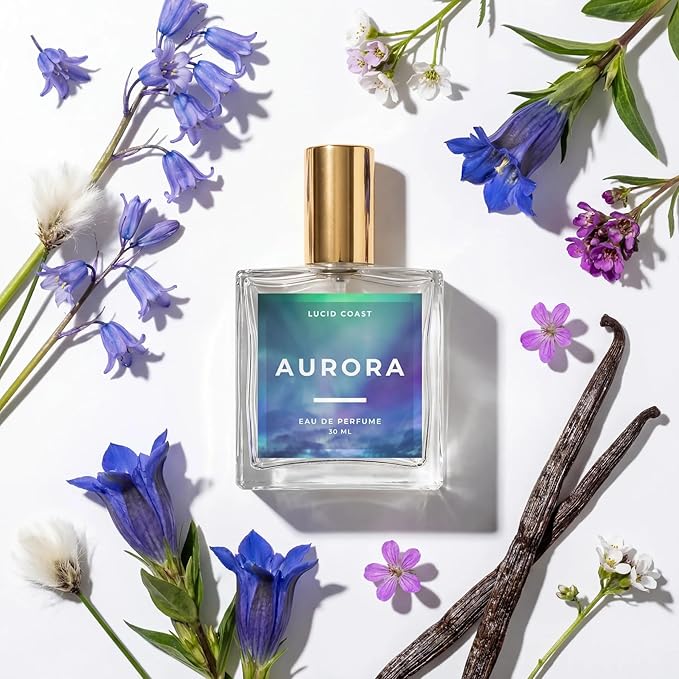 Lucid Coast Aurora Extrait de Parfum - 1.1oz / 30ml - Inspired by Laila The Essence of Norway - Fresh, AIry and Clean Mountain Scent - Notes of Watermelon & Wildflowers - Vegan Perfume Made in the USA