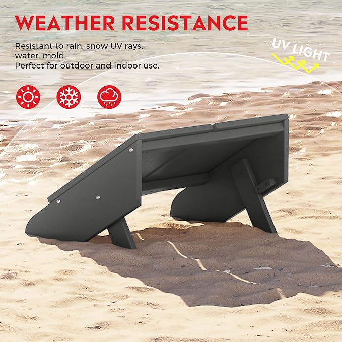 Costaelm Seaview Modern HDPE Plastic Folding Patio Adirondack Ottoman, Gray