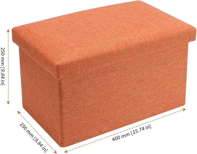 HOZEON 3 Pack 15.7 x 9.8 x 9.8 Inches Folding Storage Ottoman, Orange Rectangle Footrest Seat, Multifunctional Foot Stool for Living Room, Office, Traveling, Fishing, Camping