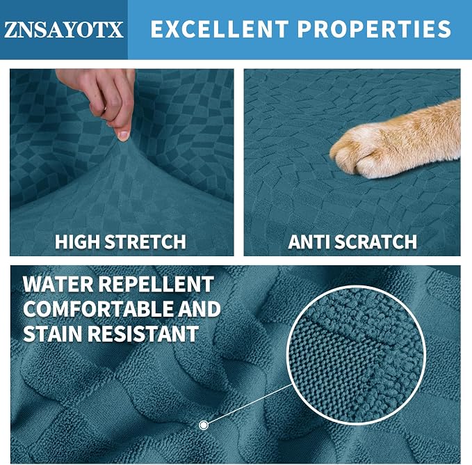 ZNSAYOTX 2026 Rectangle Ottoman Cover (L:18"-27") Super Stretch Soft Footrest Slipcover Form Fit, Universal Folding Foot Stool Covers with Non-Slip Elastic Band, Fashion Jacquard Texture, Teal