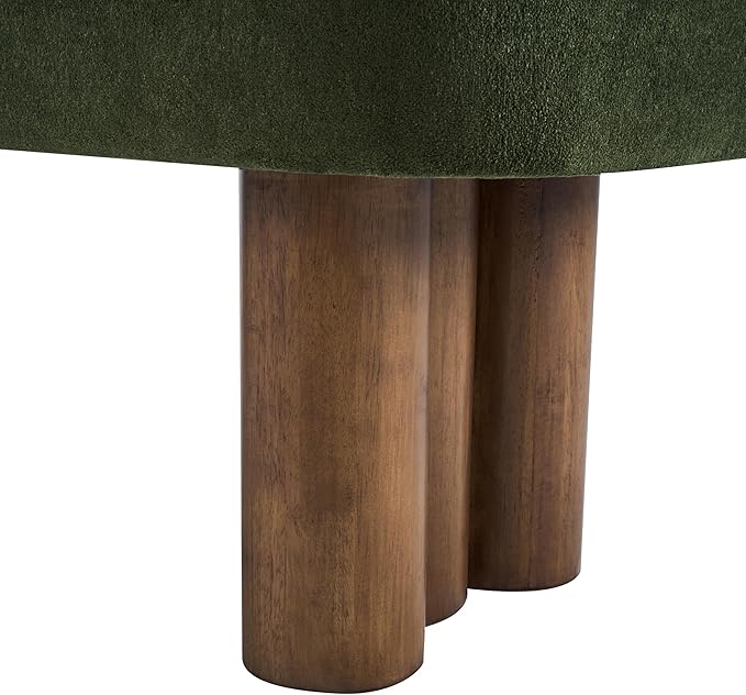 Merax 51.5" Indoor Fabric Dining Bench with Walnut-Finished Rubberwood Legs – Upholstered Seating Bench for Kitchen, Dining Room or Living Space, Supports Up to 250 lbs,Green