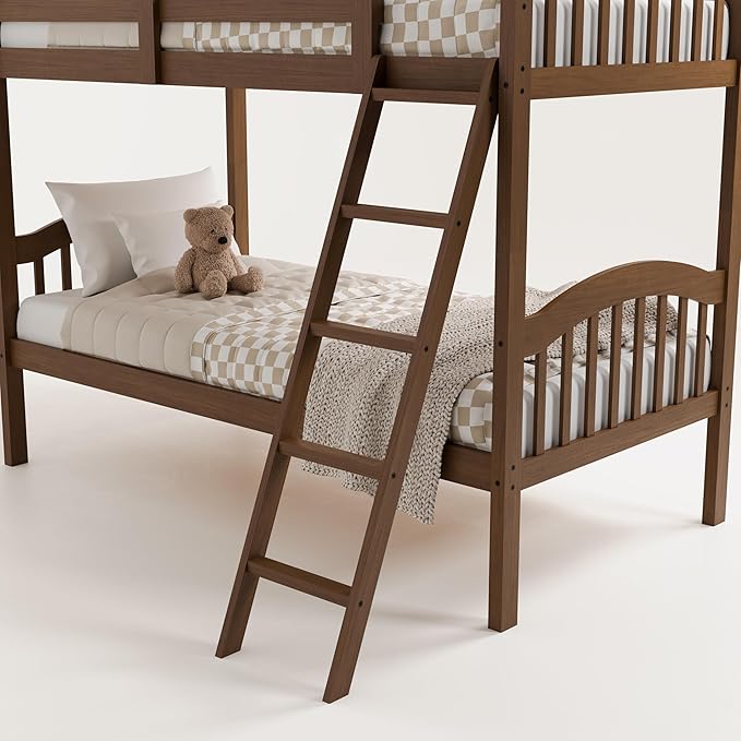 Storkcraft Long Horn Twin-Over-Twin Bunk Bed (Hazelnut) - GREENGUARD Gold Certified, Converts to Two Twin Beds, Wood Bunk Bed for Kids Bedroom