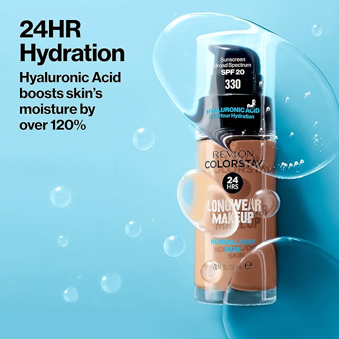 レブロン カラーステイ メイクアップ N（ノーマル・乾燥肌用）ファンデーション SPF20、長時間持続ミディアム～フルカバー、ナチュラルな仕上がり、400 キャラメル、30ml