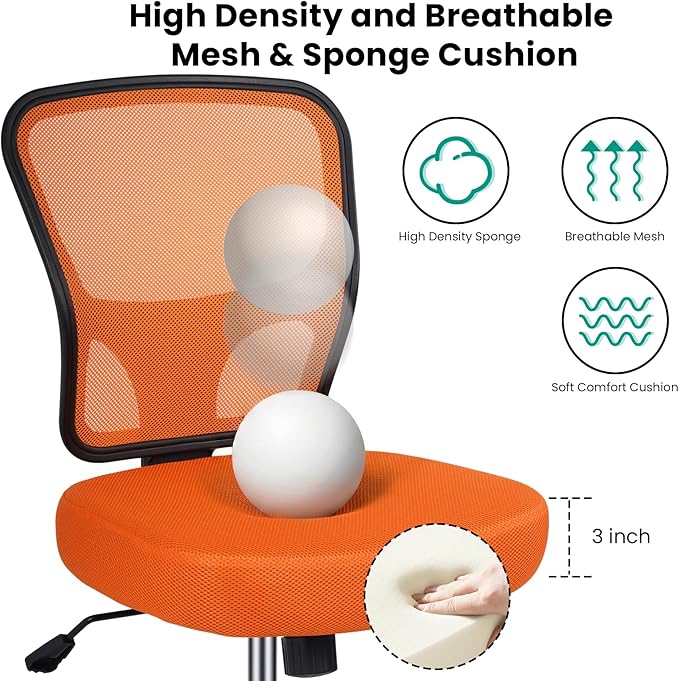 Armless Drafting Chair Tall Office Chair for Standing Desk - Adjustable Height Mesh Ergonomic Drafting Stool with Foot Ring & Wheels, Rolling Counter Height Computer Chair for Home Office
