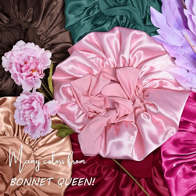 Bonnet Queen シルクボンネット サテンボンネット 結び紐付き 睡眠用ナイトキャップ 女性用
