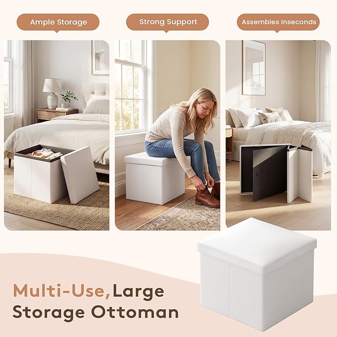 LIVELYGLOW Small Vanity Set with Lighted Mirror & Power Station, 24" Modern White Makeup Desk with Storage Stool, HairDryer Rack, Smart LED 3-Color Lighting, Compact Dressing Vanity for Bedroom
