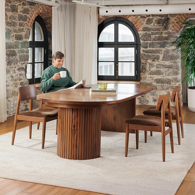 Transformer Table - Solid Wood Extendable Round Dining Table Set, Expandable Dining Table, Elegant and Functional Design, Perfect for Dining Room, Royal Brown (Table + 4 Chairs)
