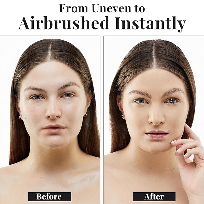 Jerome Alexander MagicMinerals AirBrush Foundation – 2 Piece Set with Airbrush Foundation and Kabuki Brush - Spray Makeup with Anti-aging Ingredients for Smooth Radiant Skin - Dark