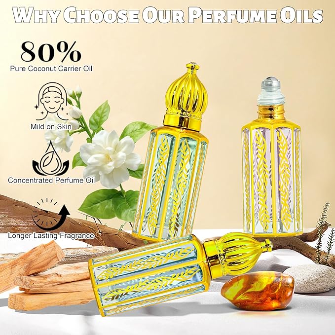 Arabic Perfume for Women, Floral & Fruity Arab Perfume Oil Roll On, Long Lasting Charming Fragrance, 0.4 fl. oz