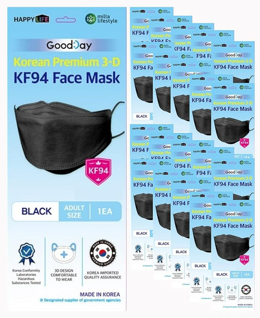 [Happy Life] プレミアム3DブラックKF94マスク、グッドデイ、韓国製個別包装 (20)