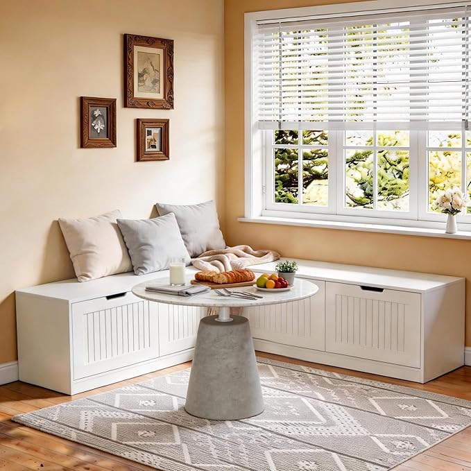 L-Shaped Corner Storage Bench for Dining, 63 Inch L-Shaped Corner Bench with Hidden Flip Top Storage, Space-Saving Breakfast Nook Bench for Small Kitchen, Dining Room & Entryway