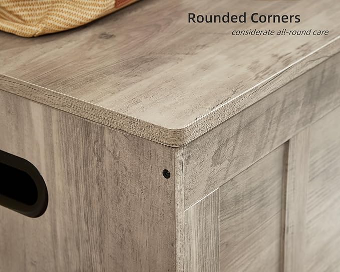 VANKILEY 51.2" Storage Chest Extra Large,Storage Bench with 2 Safety Hinges,Shoe Bench,51.2 * 15.7 * 19.1 inches,Wooden Trunk for Bedroom,livingroom,entryway,Supports 220 lb,Easy Assembly(Greige