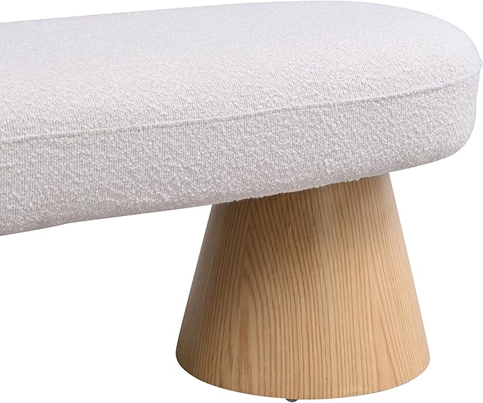 Christopher Knight Home Manila 49" Oval Dining Bench, Boucle Ottoman Bench, Large Dining Chair, Comfort Kitchen Seating, Comfort Long Footstool for Living Room Dining Room, No Assembly Needed, Beige