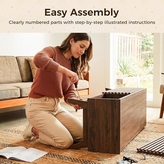 AODK 59" TV Stand for 55"/60"/65" TVs, Mid-Century Modern Fluted Entertainment Center with Sliding Doors, Storage Cabinets & Media Console Table, Living Room & Bedroom, Walnut