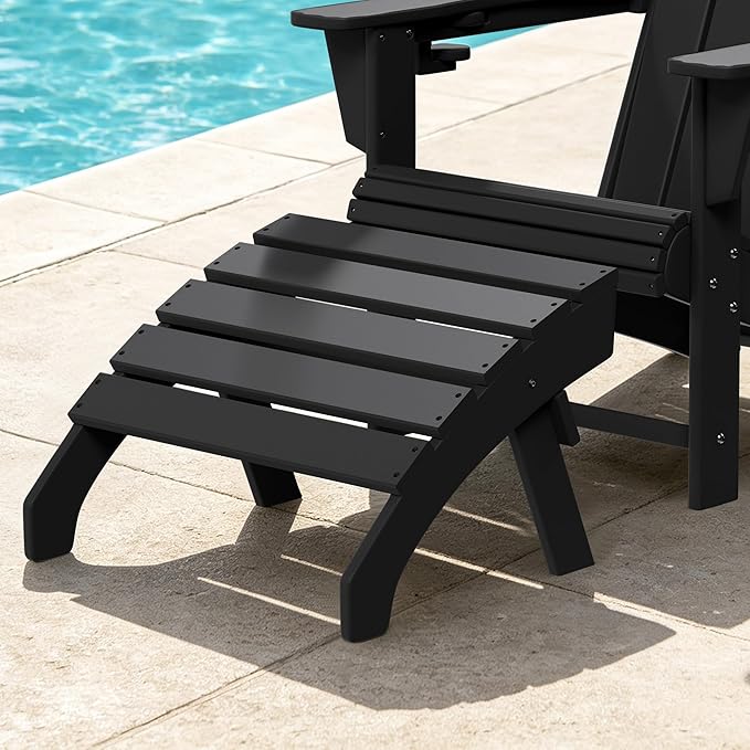Costaelm Adirondack Chair Footrest, Patio Footstool, Ottoman Outdoor Foot Rest for Patio Waterproof, Adirondack Ottoman Patio Footstool, Black