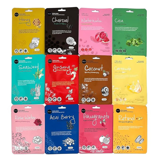Celavi K-ビューティ スキンケア エッセンス フェイシャル フェイスマスク 韓国 スキンケア 保湿 Bセット 12枚入り