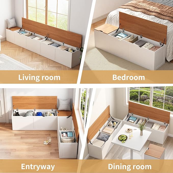 L Shape Kitchen Breakfast Nook Bench, Kitchen Corner Nook Bench Seating with Hidden Storage, Corner Dining Bench for Entryway. (Yellow + White)