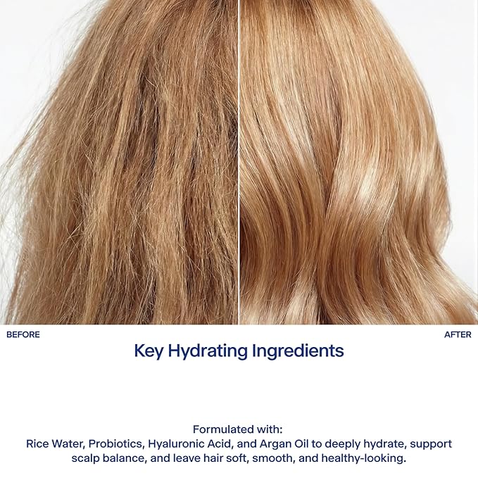 Korean Deep Hydrating Hair Shampoo for Dry, Damaged Color Treated - Instantly Moisturizes, Hydrates - Rice Water, Probiotics, Hyaluronic Acid, Argan Oil, Caffeine, Sulfate Free - 12-Week Supply