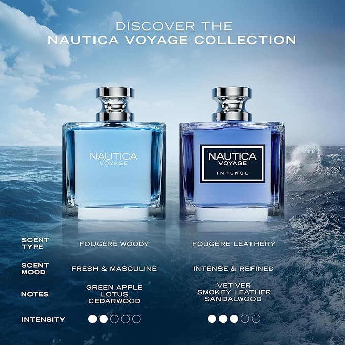 Nautica Voyage Intense オードトワレ 47ml (1個パック) ベチバー、スモーキーレザー、ミモザのノート メンズフレグランス 長持ち 普段使い トラベルサイズ