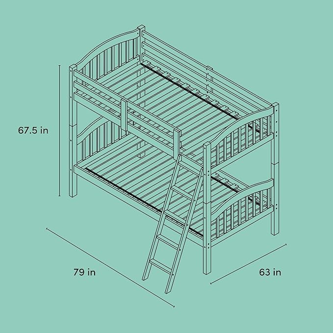 Storkcraft Long Horn Twin-Over-Twin Bunk Bed (Hazelnut) - GREENGUARD Gold Certified, Converts to Two Twin Beds, Wood Bunk Bed for Kids Bedroom