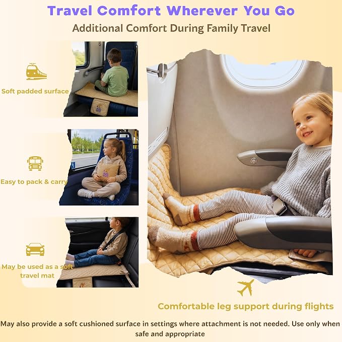 Toddler Airplane Footrest for Kids with Adjustable Straps for Travel