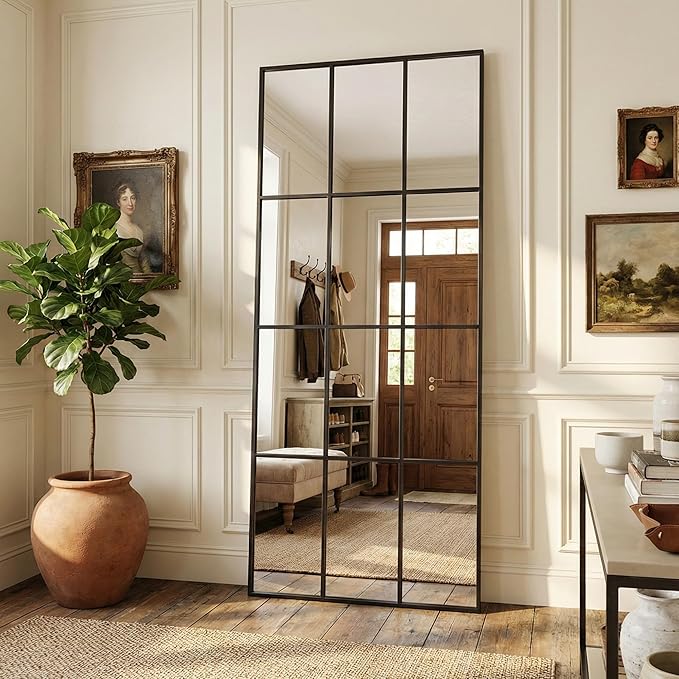 Suidia Wall Mirror, 32" x 72" Window Decorative Mirrors, Metal Framed Wall Decor Wall-Mounted Mirrors for Bedroom, Living Room, Entryway, Bronze