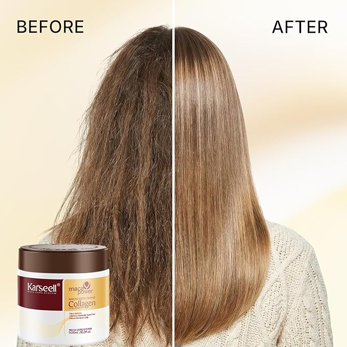Karseellコラーゲンヘアトリートメント ディープリペアコンディショニングアルガンオイルコラーゲンヘアマスクエッセンス 500ml 16.90oz 乾燥・ダメージヘア用 全髪質対応