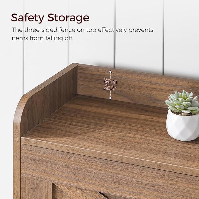 MAHANCRIS Shoe Storage Cabinet, Shoe Organizer with 2 Flip Drawers, Hidden Shoe Storage for Entryway, Freestanding Shoe Cabinet Organizer with Open Storages, Walnut SHWA9401