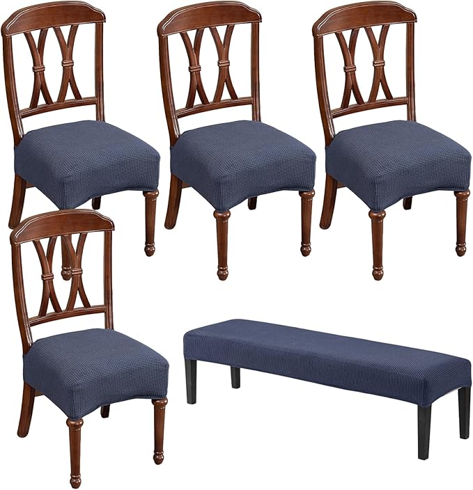 CRFATOP Jacquard Dining Room Chairs Seat Covers Set of 4 with Soft Bench Chair Cover Stretch Kitchen Chair Slipcover Washable Seat Cushion Slipcover Protector for Hotel Ceremony Banquet Wedding,B13
