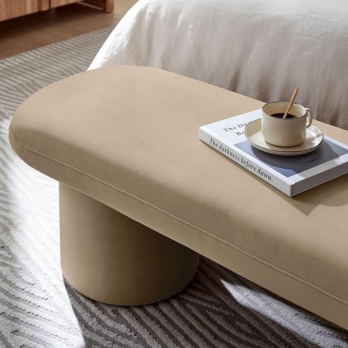 Modway Orla Performance Velvet Upholstered Bench in Taupe