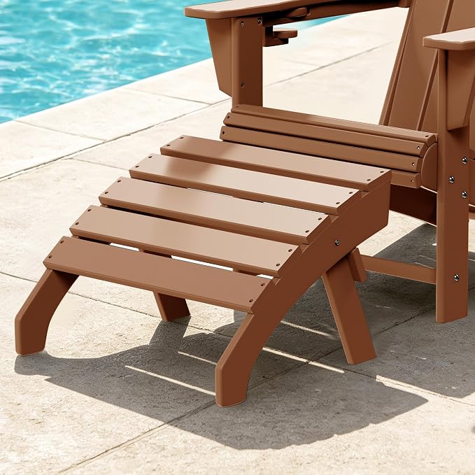 Costaelm Adirondack Chair Footrest, Patio Footstool, Ottoman, Outdoor Foot Rest, Waterproof, Teak