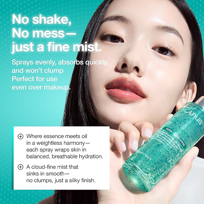 ANUA PDRN Collagen Glow Facial Serum Spray, Hydrating Face Mist, Hyaluronic Acid, dewy glass finish, All Skin Types, Instant Plumping Hydration, Firming Care, Korean Skincare, 3.38 fl oz (Pack of 2)