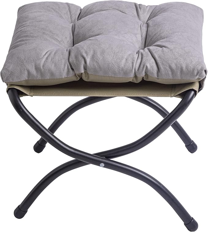 Foldable Upholstered Footstool, Space-Saving Washable Cushion, 18.5"x14.8"x15", 150lb, Indoor/Outdoor - Living Room/Bedroom/Patio Light Grey