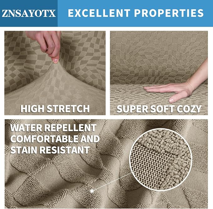 ZNSAYOTX 2026 Rectangle Ottoman Cover (L:35"-45") Super Stretch Soft Footrest Slipcover Form Fit, Universal Folding Foot Stool Covers with Non-Slip Elastic Band, Fashion Jacquard Texture, Khaki