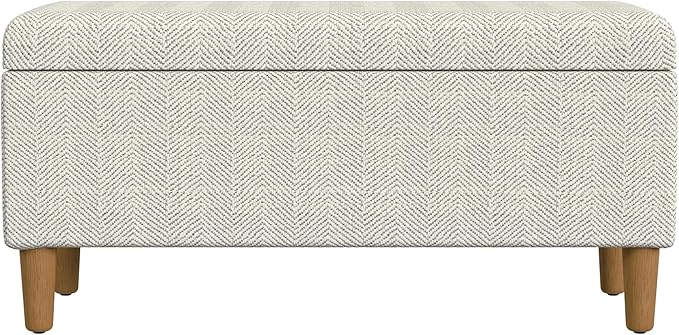HomePop Malmo Decorative Storage Bench -Cream Chevron Woven