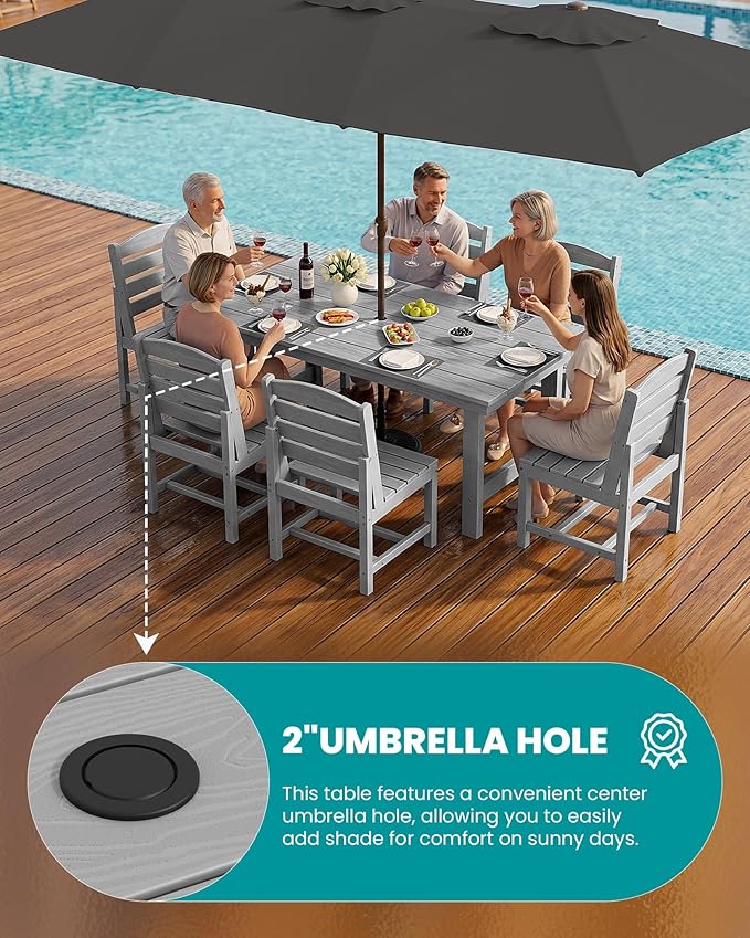 SERWALL Patio Dining Sets for 10 Person, HDPE Dining Set with 2 Tables, 8 Armless Chairs and 2 Armed Dining Chairs, Light Gray