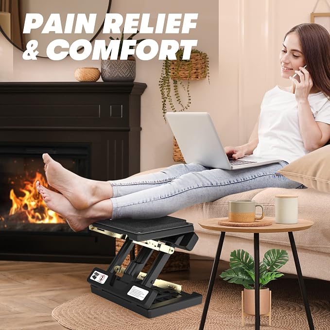 Foot Rest for Under Desk at Work, Height Adjustable footrest, with Massage Roller and Soft Pad, Foldable, Ergonomic, for Work, Office, Computer, Gaming, Metal Frame, All-Season Use(Grey)